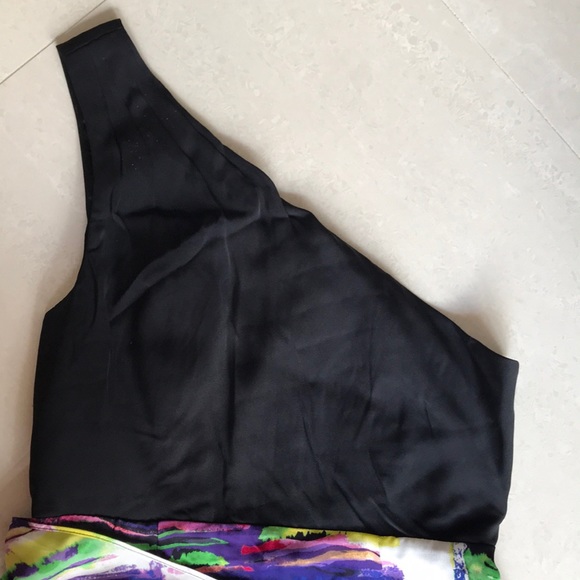 ALICE & OLIVIA Breanna Draped One Shoulder Dress Multicolor Silk $470 - Picture 5 of 12